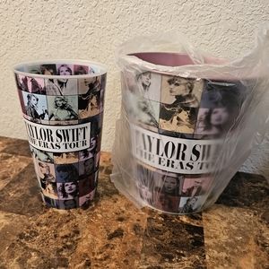 New Taylor Swift The Eras Tour Movie Pink Tin Popcorn Bucket and Large Cup AMC